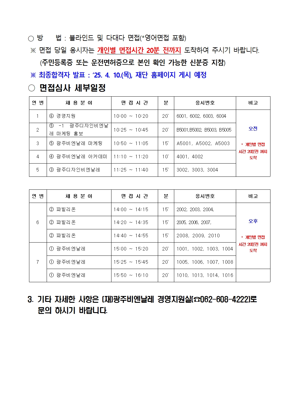 2025년 1차 광주비엔날레 기간제근로자 채용 서류심사 합격자 및 면접심사 시행계획 공고002.jpg