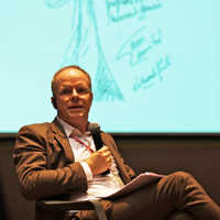 제1회 세계비엔날레대회 첫날, 한스 울리히 오브리스트 인터뷰 시리즈  문경원+전준호 작가 참여 관련 이미지