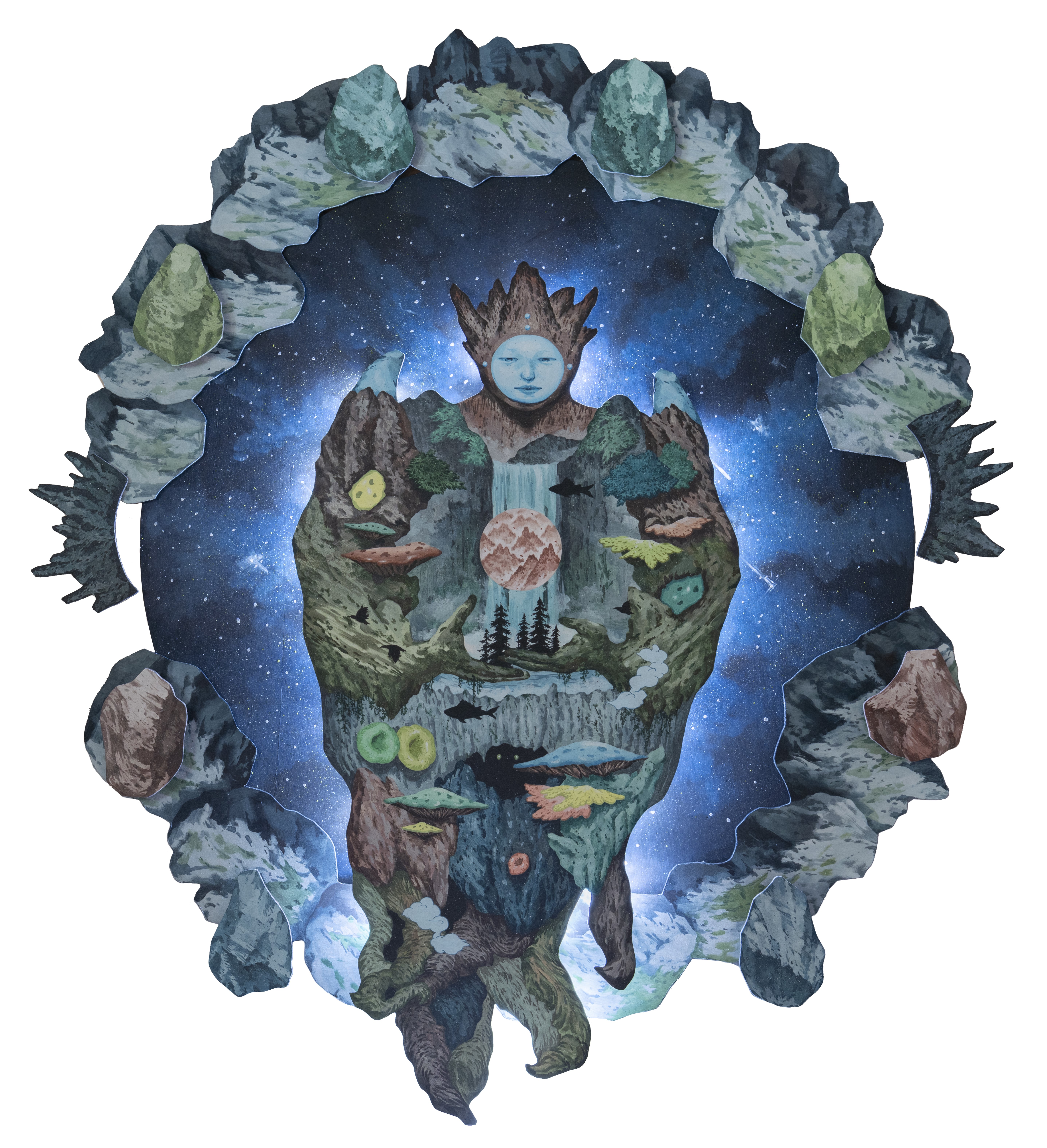 가장 작은 숲의 세계 The World of the Smallest Forest  170x154cm acrylic on canvas, panel, LED 2024.jpg